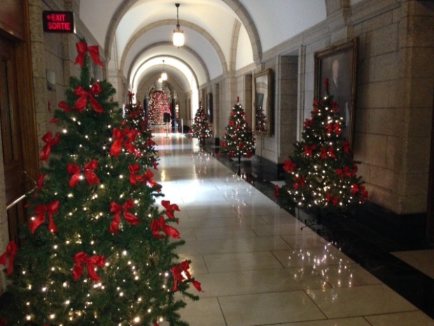 Christmas tree in Parliament's centre block