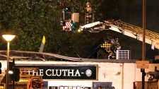 Scene of helicopter crash at Glasgow, Scotland pub