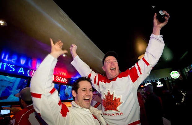 Fans celebrate Team Canada win