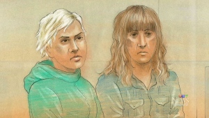Lilia Ratmanski, 25, of Whitby, Ont., left, and Milana Muzikante, 26, of Vaughan are shown in a court sketch. 