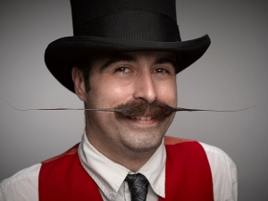 Colin Geitzler, a.k.a. Snidely Mansfield, competes with an English-style moustache at the World Beard and Moustache Championships in Oregon on Oct. 25, 2014. (Colin Geitzler)