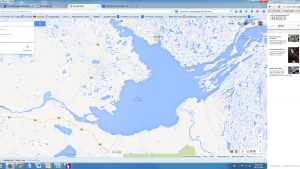 Great Slave Lake is seen in this image from Google Maps.