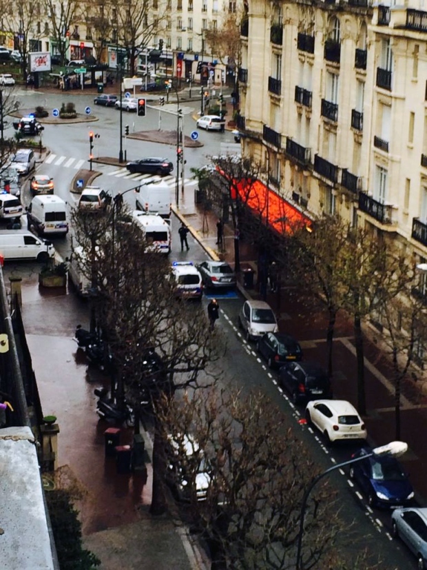 Police outside the kosher market in Paris