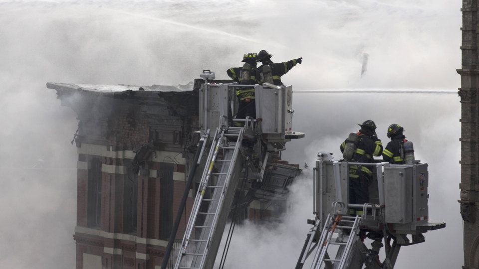 Several people injured in NYC fire, building collapse; area.