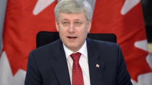 Prime Minister Stephen Harper makes an announcement in Ottawa on Tuesday, April 14, 2015. (Adrian Wyld / THE CANADIAN PRESS)