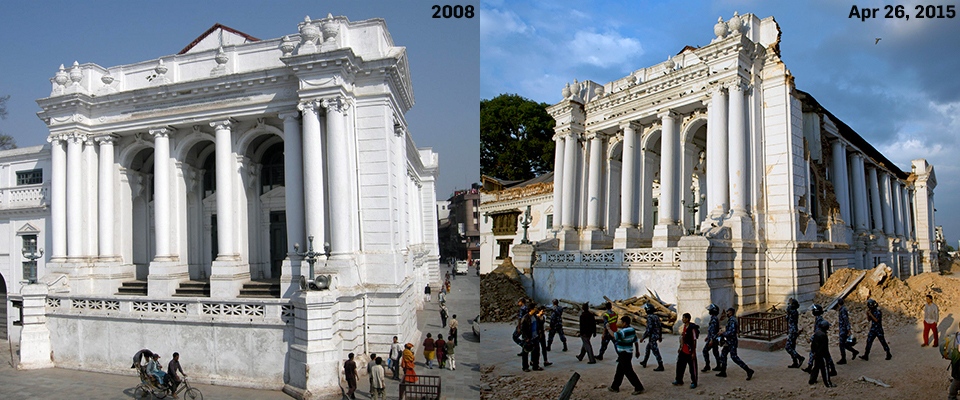  Before and after photos of Nepal's Gaddi Durbar royal palace