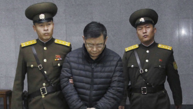 Hyeon Soo Lim at sentencing in North Korea