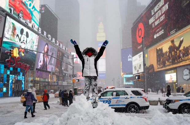 New York's Times Square during snowstorm