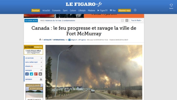 Fort McMurray headlines in France