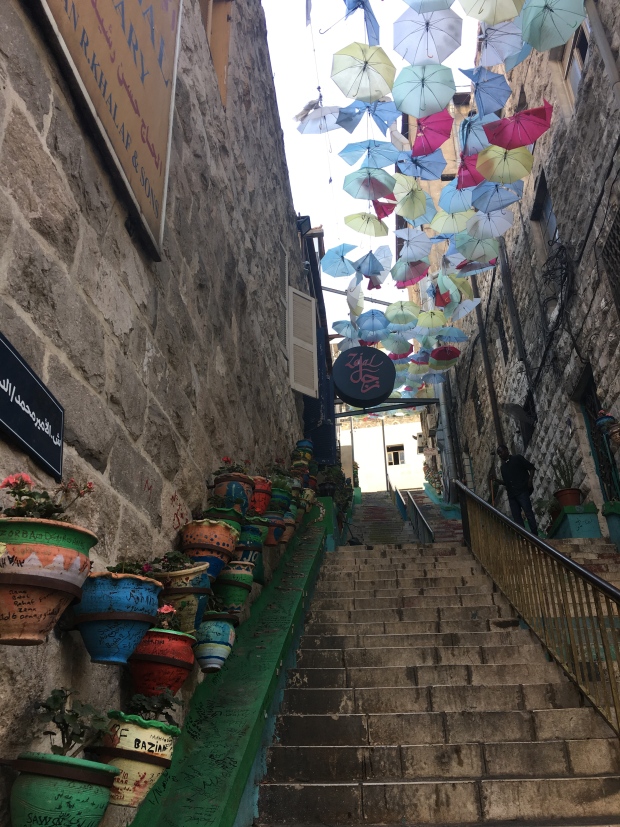 A colourful staircase in hilly Amman