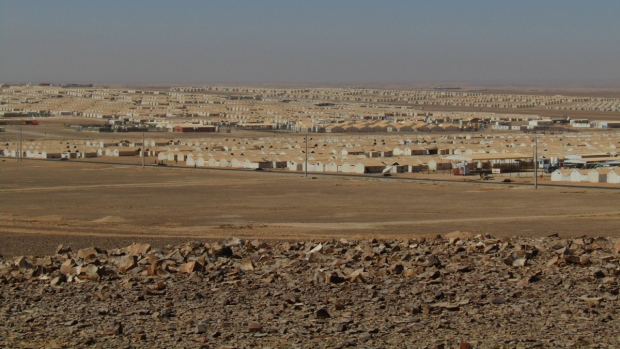 Rows of tents at the camp in Azraq.