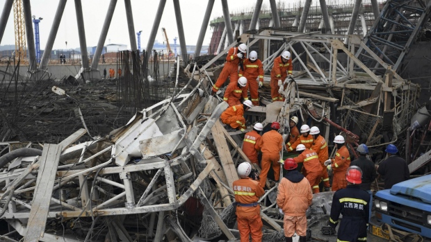 Image result for At least 40 killed in east China scaffolding collapse