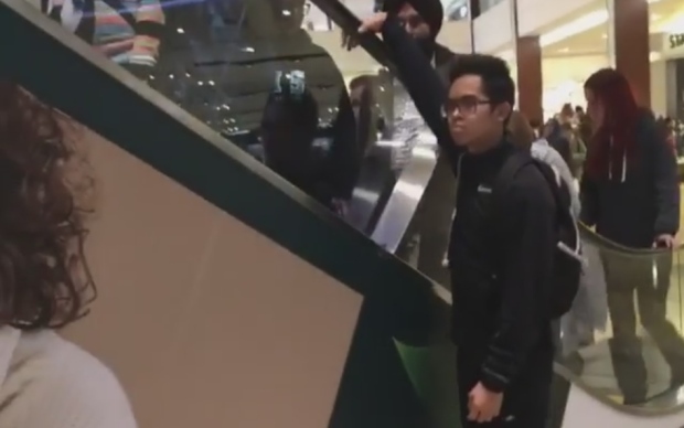 'Don't kill yourselves': Mall escalator stunt grabs attention online
