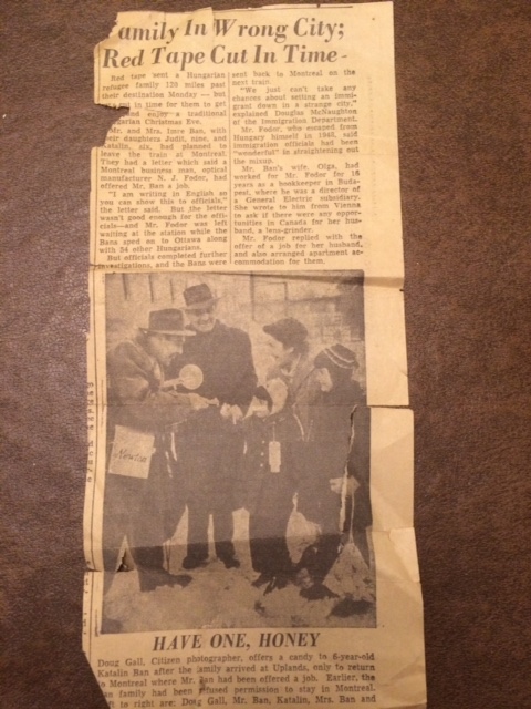 Newspaper clipping Hungarian refugees