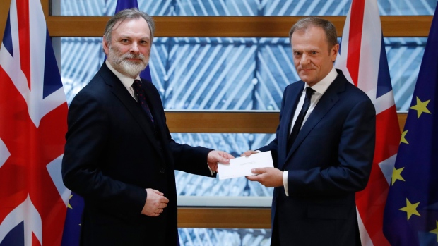 Tim Barrow and Donald Tusk in Brussels