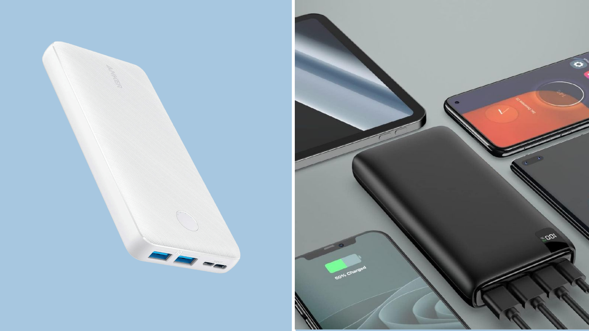 The Anker Prime 20,000 mAh Power Bank charges 3 devices at once