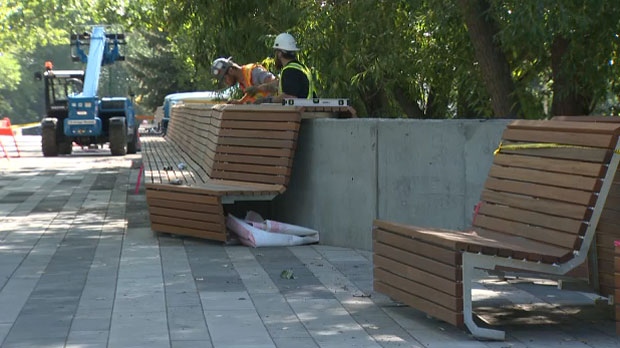 Calgary unveils flood mitigation barrier built to protect downtown