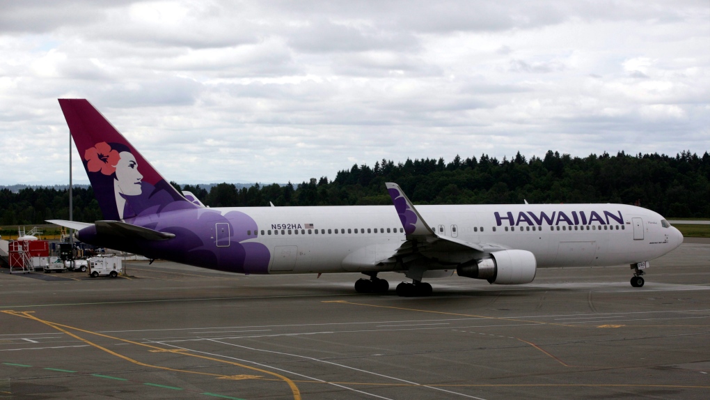 In this June 7, 2010 file photo an Hawaiian Airlines plane is shown at Seattle-Tacoma International Airport in Seattle. (AP Photo/Ted S. Warren)