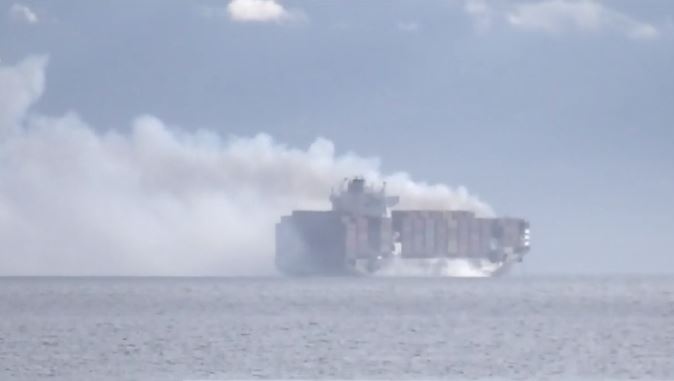 Hazardous materials burned aboard container ship anchored off Vancouver Island