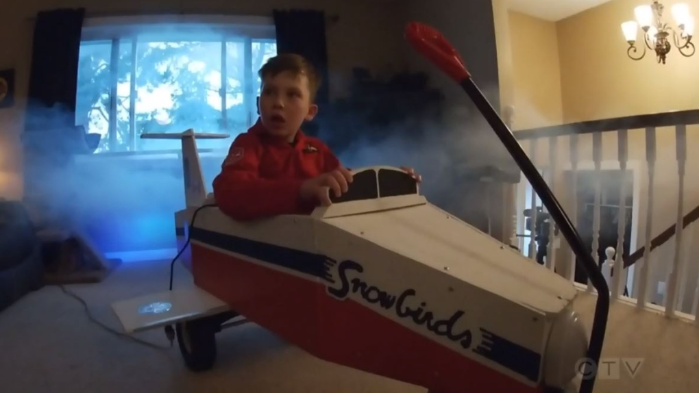 Dad builds Snowbird jet Halloween costume for son with complex special needs