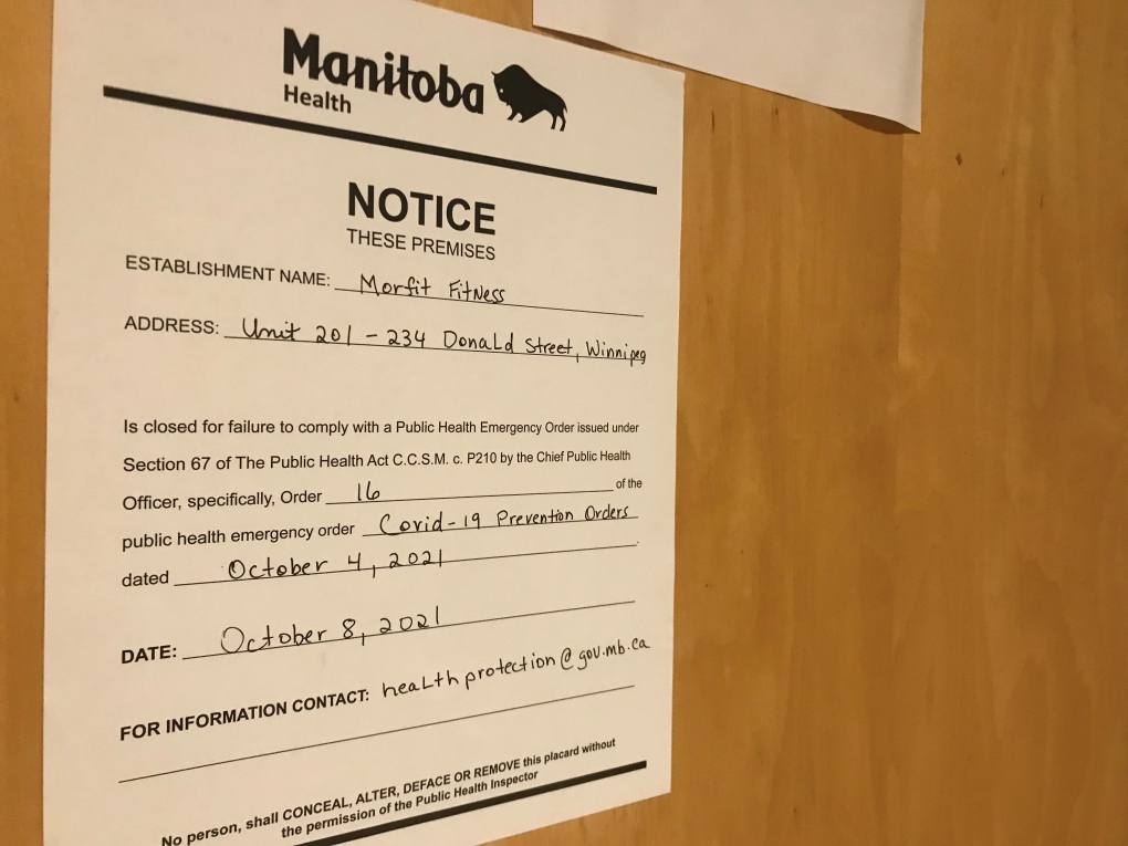 Winnipeg fitness centre shut down for breaking health orders