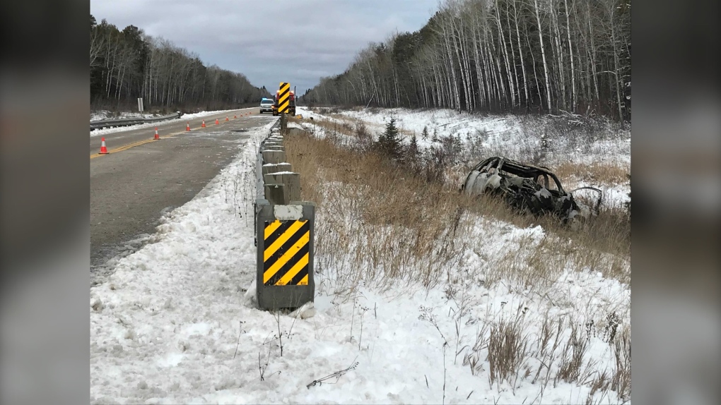 One dead, two hurt after car hits guardrail on Manitoba highway