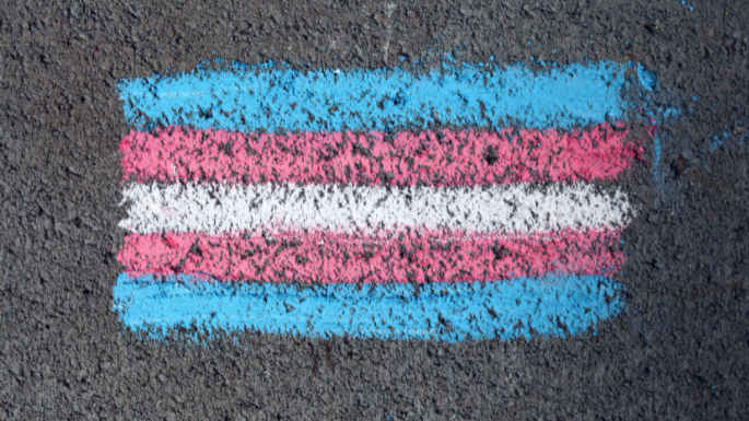 A flag denoting trans rights is seen drawn in chalk in this stock image (Pexels/Katie Rainbow)