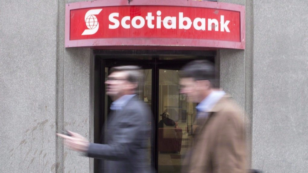 A branch of Scotiabank is pictured in downtown Toronto on April 10, 2018. (THE CANADIAN PRESS/Chris Young)
