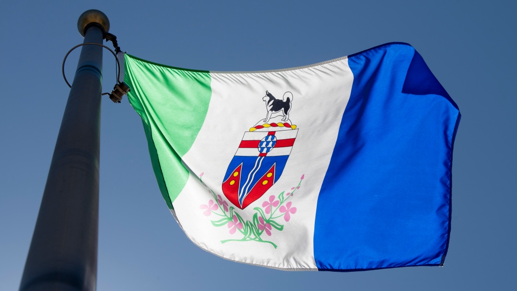 The Yukon provincial flag flies on a flag pole in Ottawa, Monday July 6, 2020. (THE CANADIAN PRESS/Adrian Wyld)