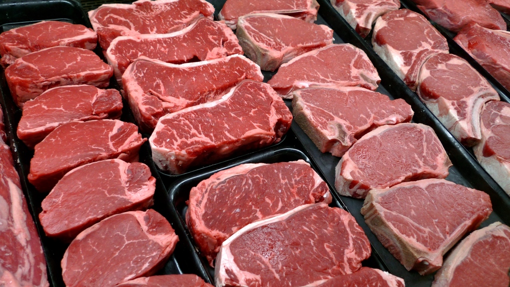 In this Jan. 18, 2010 file photo, steaks and other beef products are displayed for sale at a grocery store in McLean, Va. (AP Photo/J. Scott Applewhite, File) 