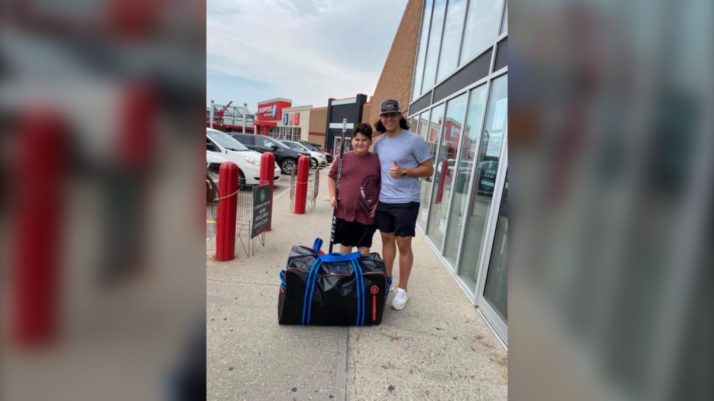 Canes' Ethan Bear surprises young hockey player with new