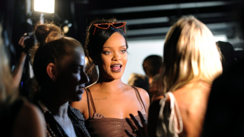 Rihanna at the Brooklyn Navy Yard during New York Fashion Week, on Sept. 12, 2018. (Diane Bondareff / AP) 