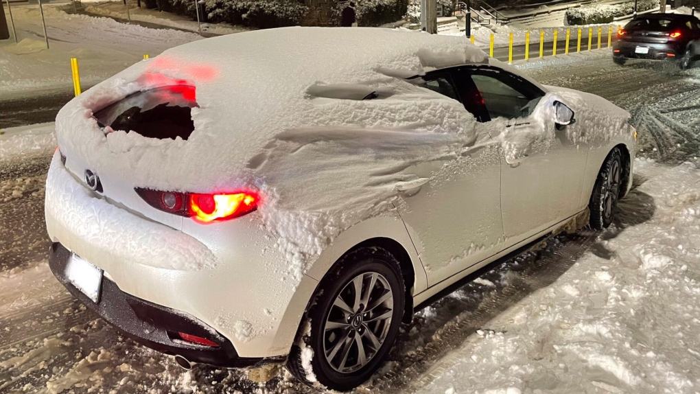 More than 150 snow-covered cars pulled over in a single B.C. city in just 3 hours