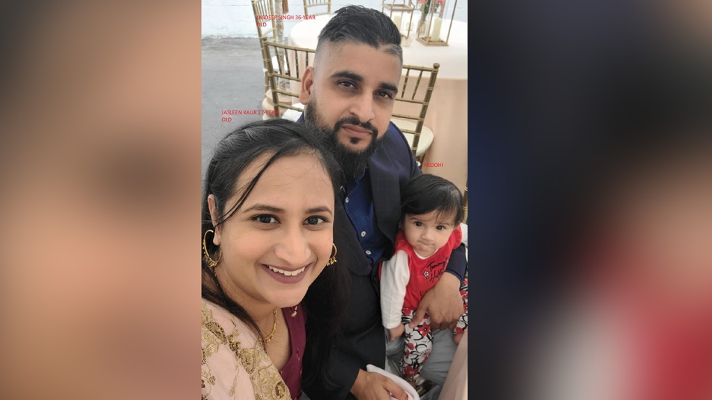 Jasleen Kaur, Jasdeep Singh and 8-month-old Aroohi Dheri were kidnapped along with the child's uncle, Amandeep Singh, Monday, investigators said. (Merced County Sheriff's Office/Facebook)