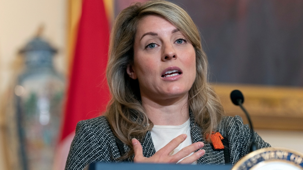FILE - Canada's Foreign Minister Melanie Joly speaks during a news conference with Secretary of State Antony Blinken, Friday, Sept. 30, 2022, at the State Department in Washington. THE CANADIAN PRESS/AP/Jacquelyn Martin
