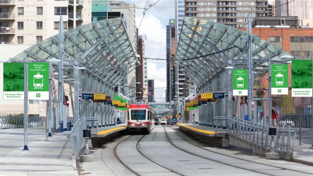 Downtown Calgary CTrain stretch renamed TD Free Fare Zone