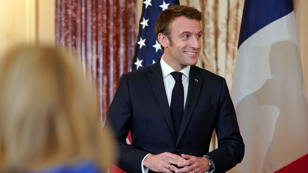 French President Emmanuel Macron attends a luncheon Thursday, Dec. 1, 2022, at the State Department in Washington. (AP Photo/Jacquelyn Martin)