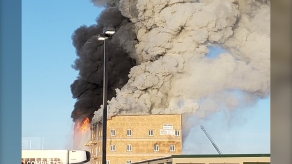 Building under construction on fire in Brandon