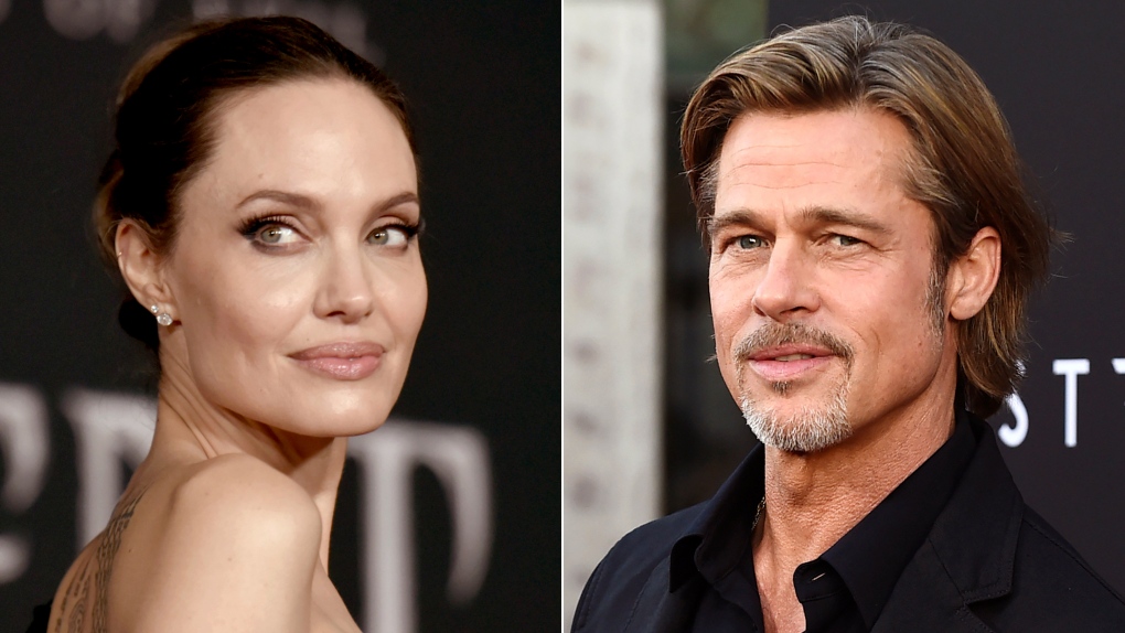 This combination photo shows Angelina Jolie at a premiere in Los Angeles on Sept. 30, 2019, left, and Brad Pitt at a special screening on Sept. 18, 2019. (AP Photo/File)
