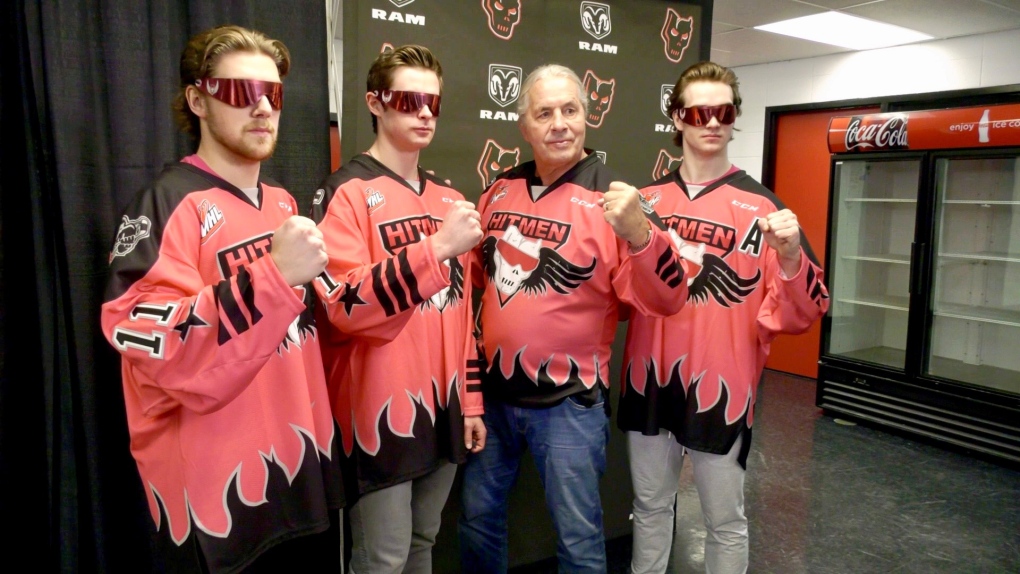 The Calgary Hitmen released a pink Bret “Hitman” Hart jersey that they'll  wear on March 5th. The game-worn jerseys will be auctioned off…