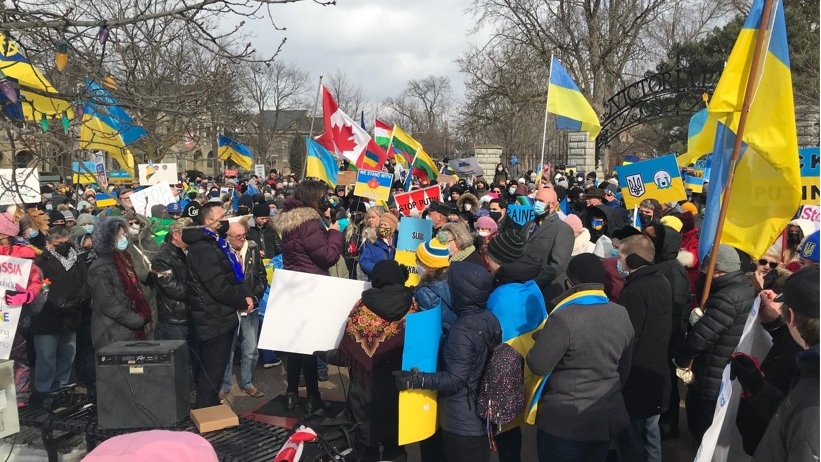 Hundreds of Ukraine supporters gather at London’s Victoria Park