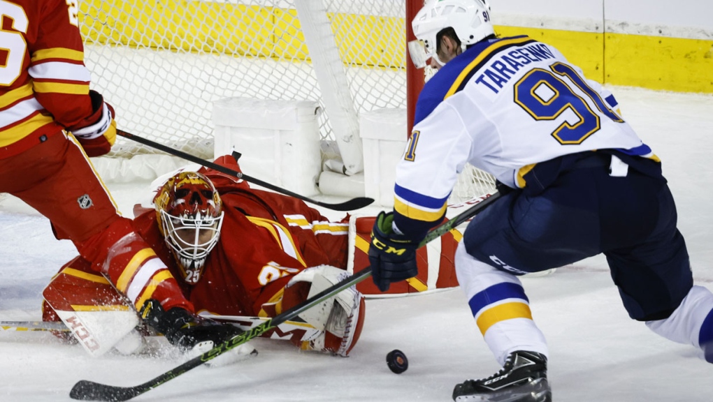 Blues' Thomas scores winner as Flames' collapse leads to 2nd straight  overtime loss