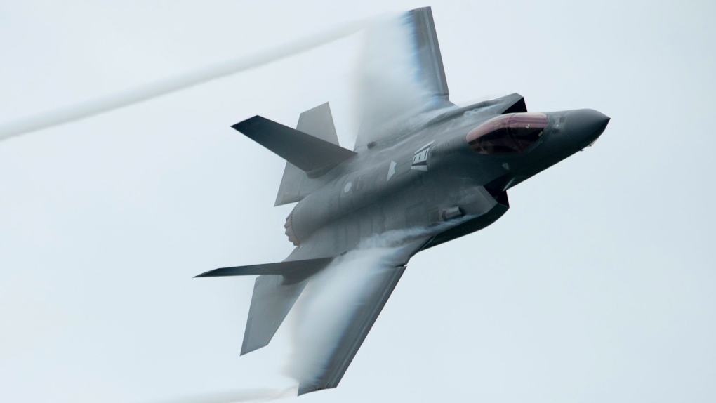An F-35A Lightning II fighter jet practises for an air show appearance in Ottawa, Friday, Sept. 6, 2019. THE CANADIAN PRESS/Adrian Wyld