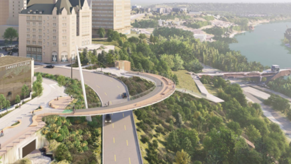 Neue Fußgängerbrücke in der Innenstadt von Edmonton in der Entwurfsphase