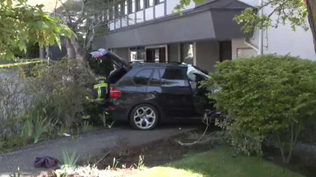 4 seriously injured after SUV strikes Victoria building