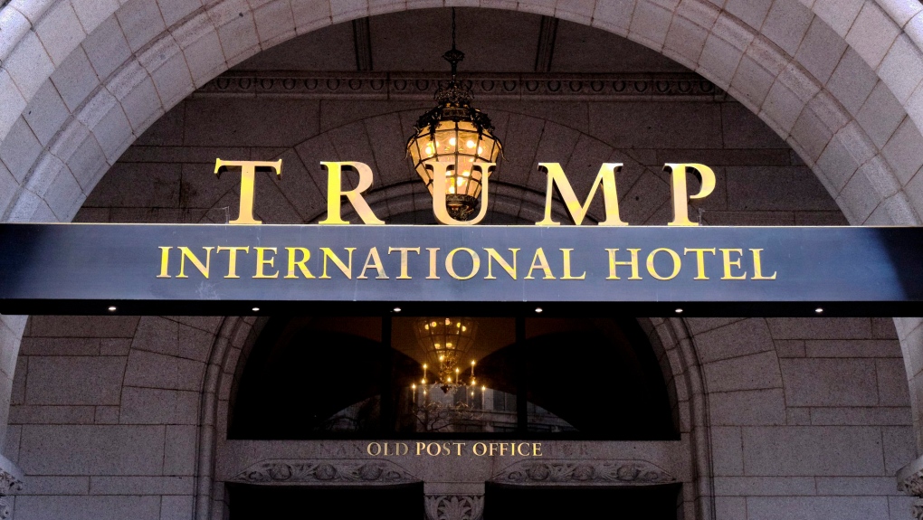 This March 11, 2019 file photo, shows the north entrance of the Trump International in Washington D.C. (AP Photo/Mark Tenally, File)