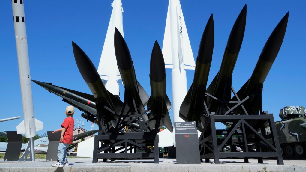 South Korean and U.S. missiles are displayed at Korea War Memorial Museum in Seoul, South Korea, Thursday, May 26, 2022. (AP Photo/Ahn Young-joon)