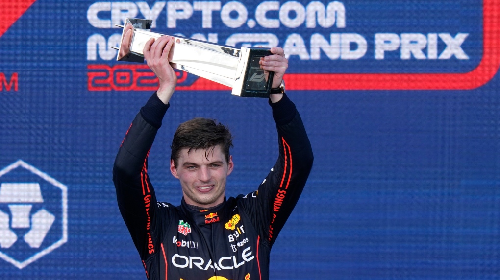 Red Bull driver Max Verstappen of the Netherlands holds his trophy after winning the Formula One Miami Grand Prix auto race at the Miami International Autodrome on May 8, 2022, in Miami Gardens, Fla. (AP Photo/Lynne Sladky)