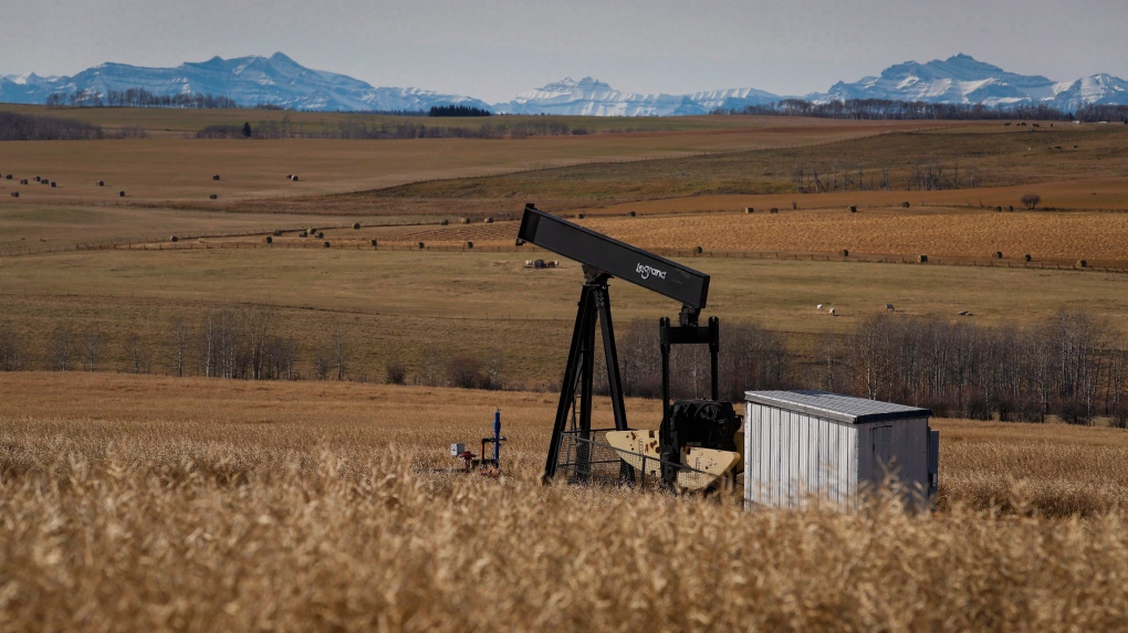 A de-commissioned pumpjack is shown at a well head on an oil and gas installation near Cremona, Alta., on October 29, 2016. THE CANADIAN PRESS/Jeff McIntosh
