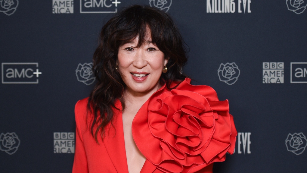 Sandra Oh attends a photo call for the fourth season of "Killing Eve" at The Peninsula Beverly Hills Hotel on Tuesday, Feb. 8, 2022, in Beverly Hills, Calif. (Photo by Richard Shotwell/Invision/AP)